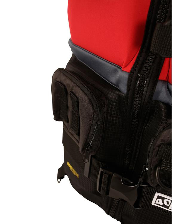 Jetpilot 3SXTY Venture Eco Red Unisex Life Vest rider on-water portrait showing vest fit