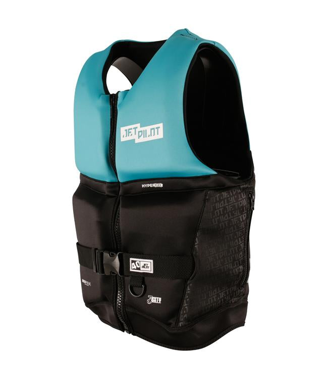 Jetpilot 3SXTY Hyperflex Teal Unisex Life Vest back view with segmented hyperflex panels