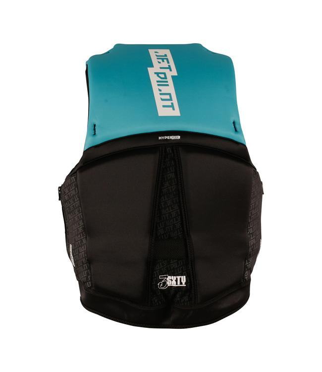 Jetpilot 3SXTY Hyperflex Teal Unisex Life Vest side profile showing unisex flex fit