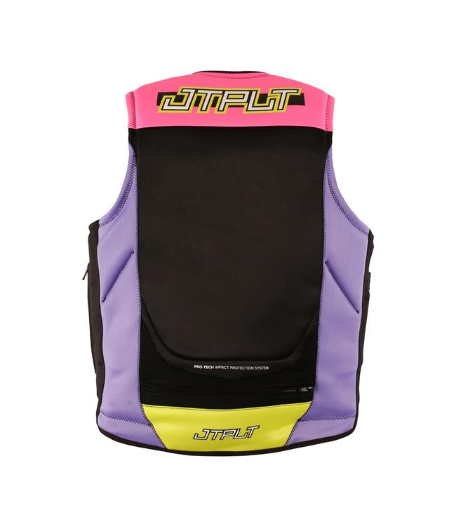 Jetpilot RX Vault Protech Pink/Yellow Mens Life Vest side profile showing PWC race-cut fit