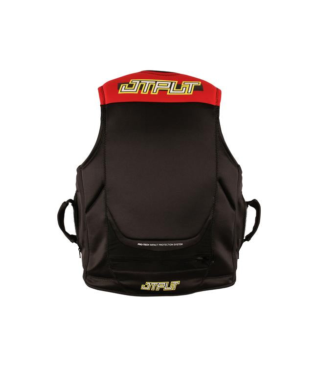 Jetpilot RX Vault Protech Red Mens Life Vest back view with race segmented neoprene panels