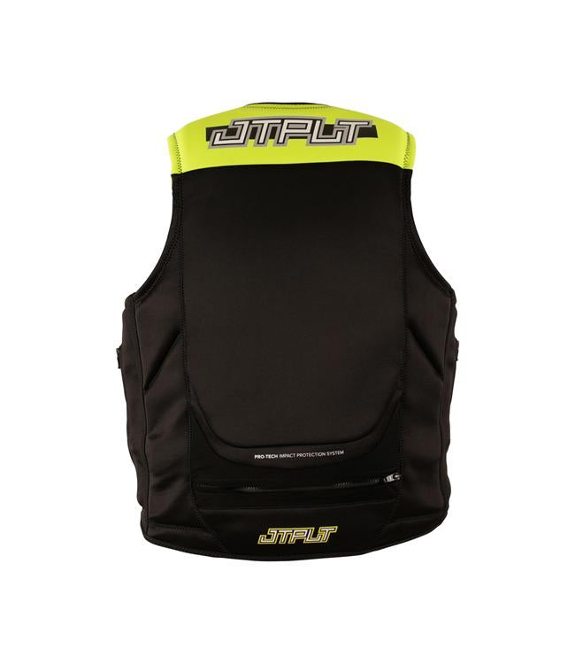 Jetpilot RX Vault Protech Yellow Mens Life Vest side profile showing PWC race-cut fit and ribs