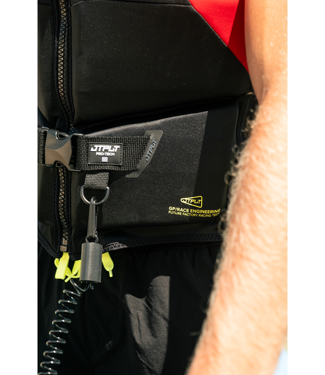 Jetpilot RX Vault Protech Red Mens Life Vest worn alternate angle showing fit and chest panel