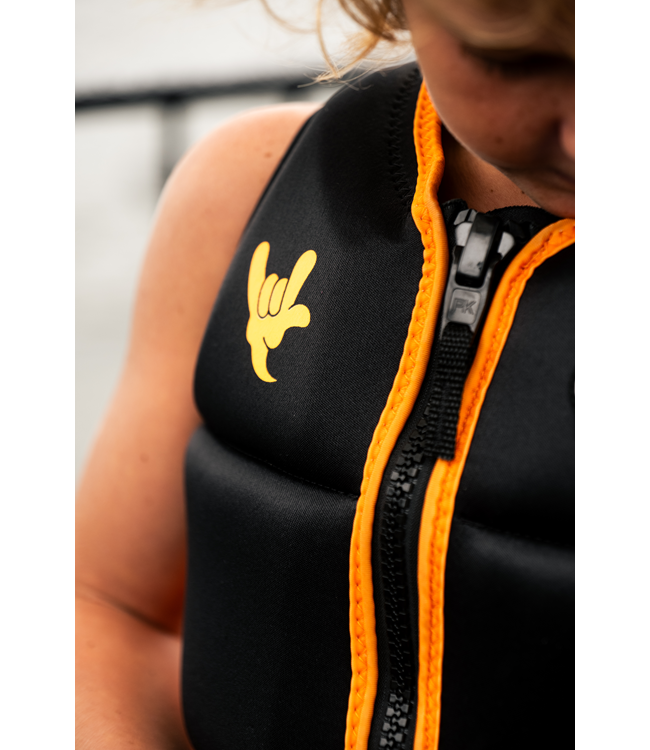 Jetpilot Freeride Black Boys Life Vest young rider portrait showing torso vest profile
