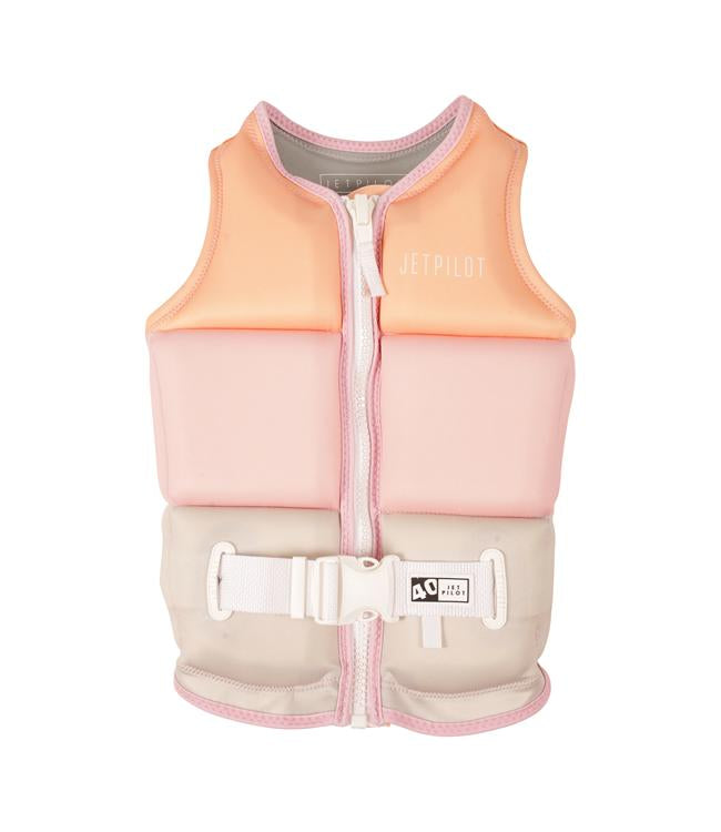 Jetpilot Freeride Pink Girls Life Vest front view L50S PFD 3 certified Ecoprene vest for girls