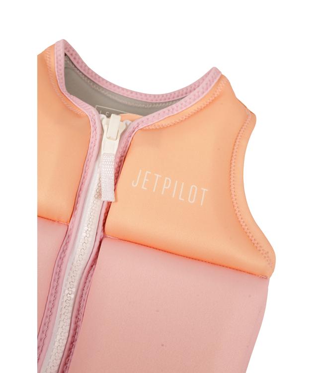 Jetpilot Freeride Pink Girls Life Vest side profile showing youth wakeboarding fit and side zip