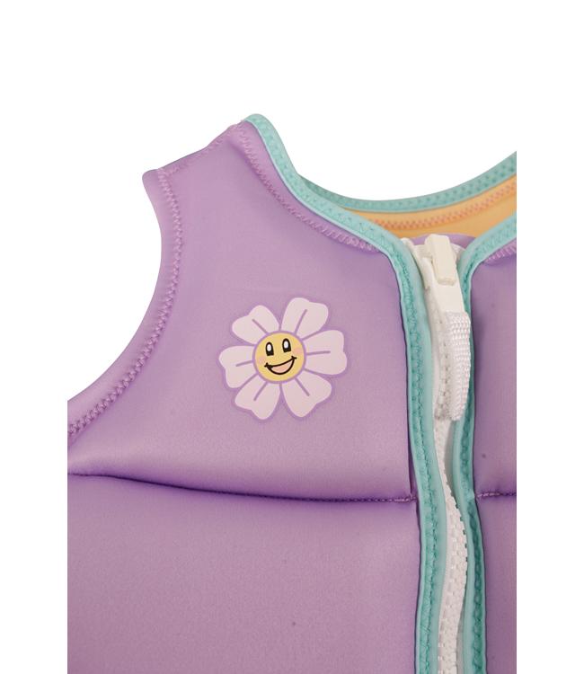 Jetpilot Freeride Purple Girls Life Vest side profile L50S PFD 3 certified Ecoprene youth vest