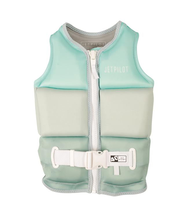 Jetpilot Freeride Teal Girls Life Vest front view L50S PFD 3 certified Ecoprene vest for girls