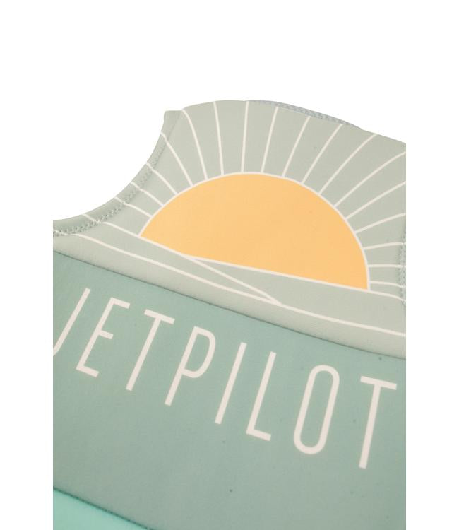 Jetpilot Freeride Teal Girls Life Vest alternate angle showing youth wakeboard cut and panels