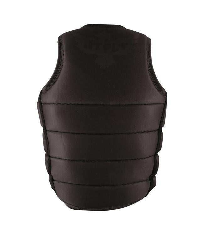 Jetpilot Raph X1 Black Mens Life Vest side profile showing wakeboard cut and side zip entry