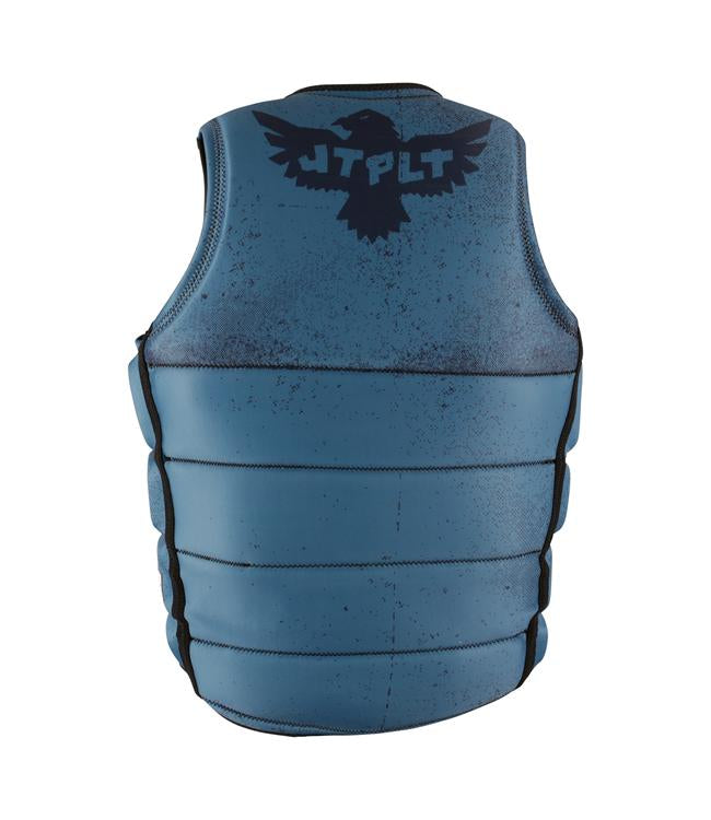 Jetpilot Raph X1 Deep Teal Mens Life Vest side profile showing wakeboard fit and side zip
