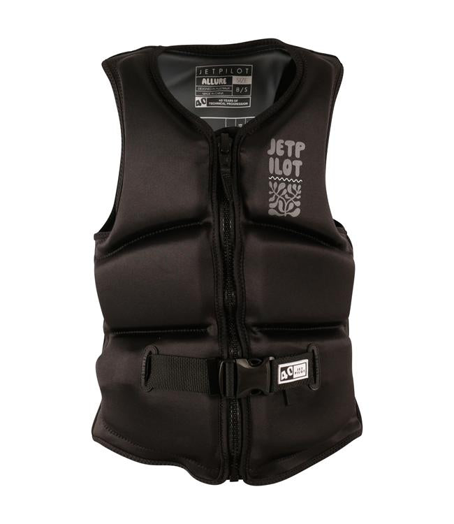 Jetpilot Allure Black Womens Life Vest front view L50S PFD 3 certified neoprene female-fit vest