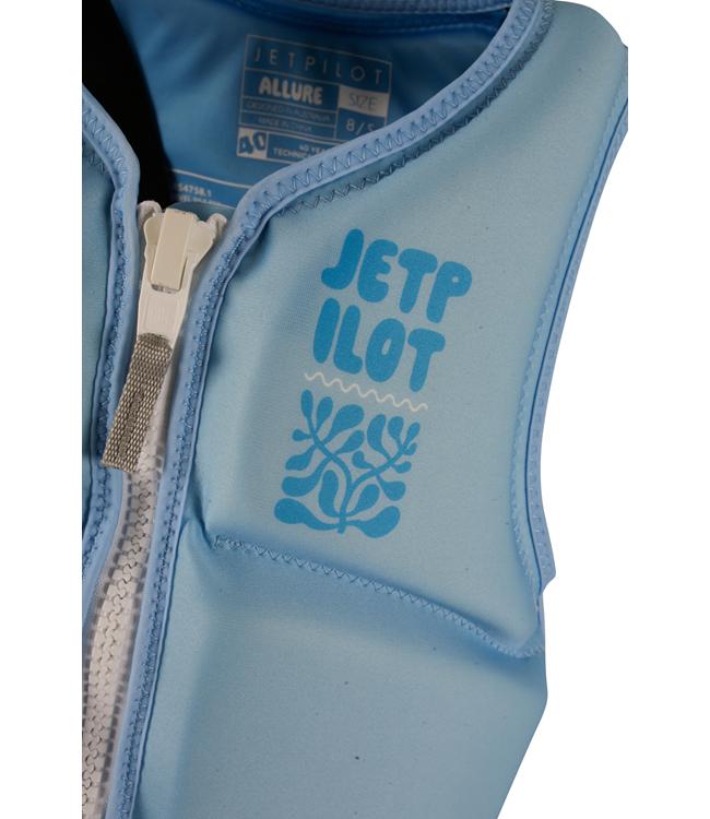 Jetpilot Allure Blue Womens Life Vest detail of zip closure and panel articulation