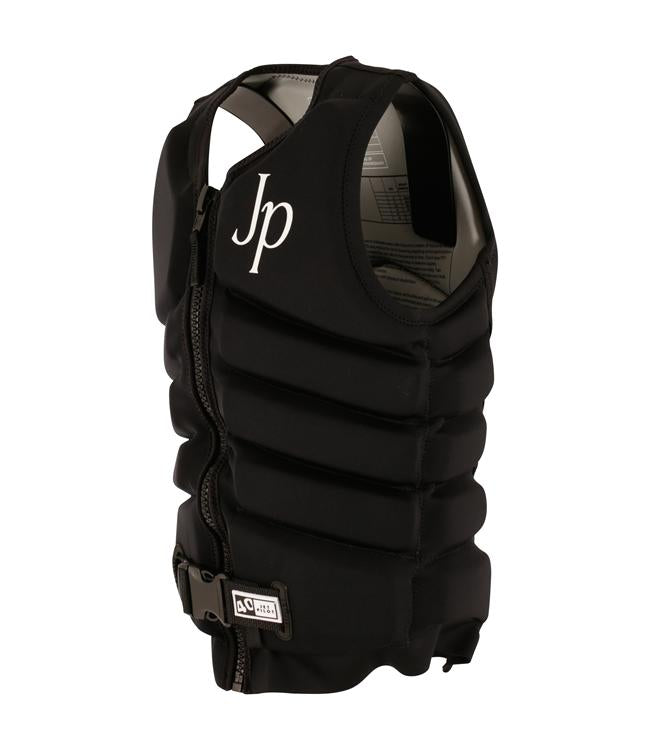 Jetpilot Zahra X1 Black Womens Life Vest back view with sculpted neoprene panels for wakeboarding