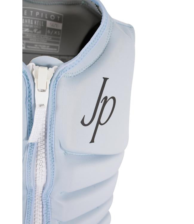 Jetpilot Zahra X1 Ice Blue Womens Life Vest detail of side zip closure and panel construction