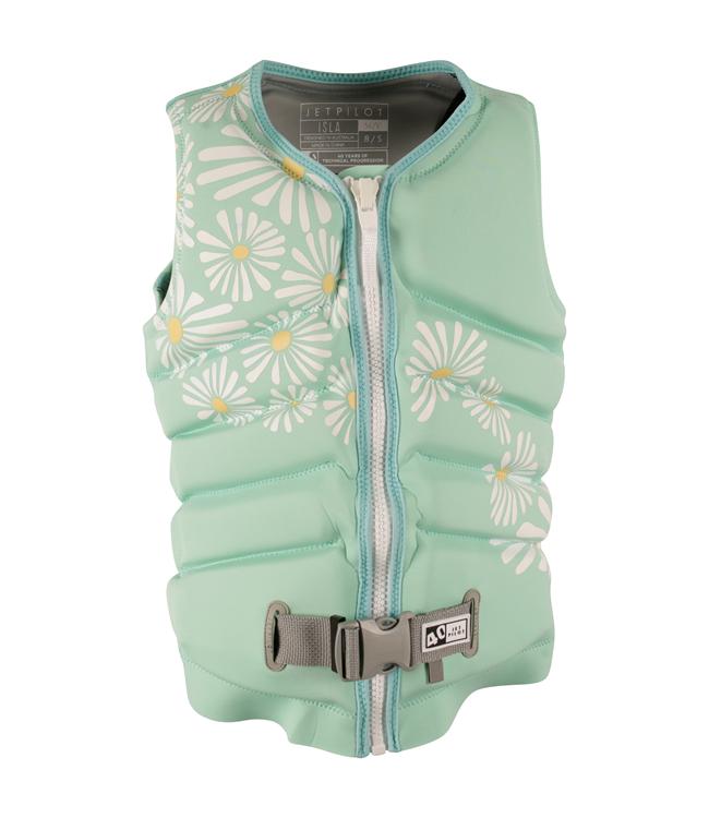 Jetpilot Isla X1 Teal Ladies Life Vest front view L50S PFD 3 certified X1 360 stretch neoprene vest