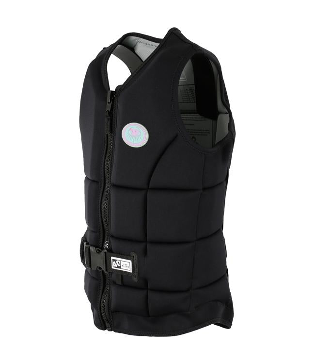 Jetpilot Aurora Black Womens Life Vest front view L50S PFD 3 certified Ecoprene wakeboard vest