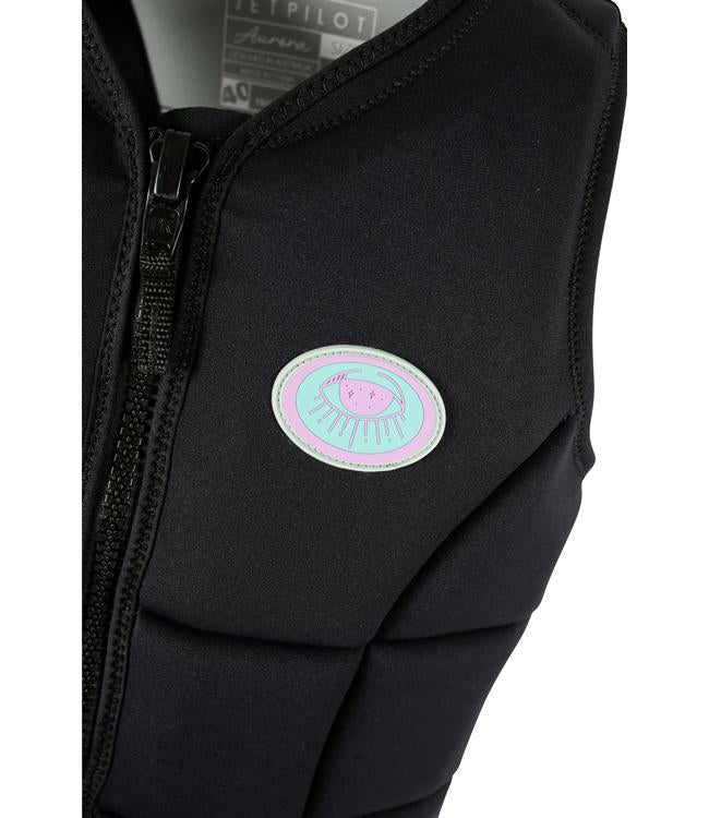 Jetpilot Aurora Black Womens Life Vest alternate angle showing chest panel female-specific fit