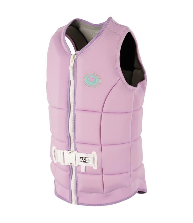 Jetpilot Aurora Purple Womens Life Vest side profile showing female-cut wakeboarding fit