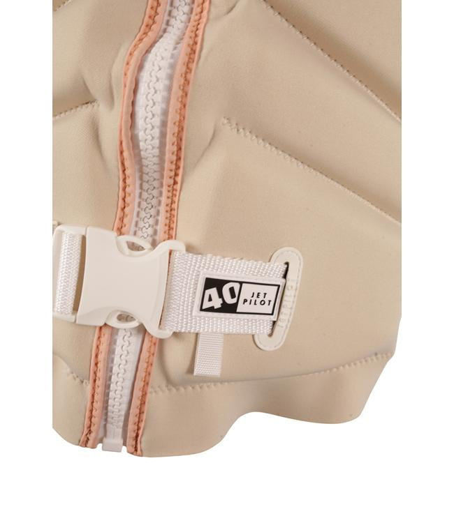 Jetpilot Pacer X1 Off White Womens Life Vest detail of side zip entry and panel articulation