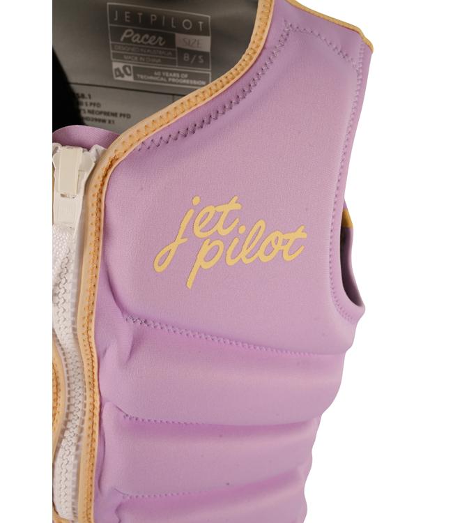 Jetpilot Pacer X1 Purple Womens Life Vest detail of side zip entry and panel articulation