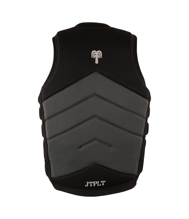 Jetpilot Busty X1 Black Mens Life Vest side profile showing slim wakeboarding fit and zip entry