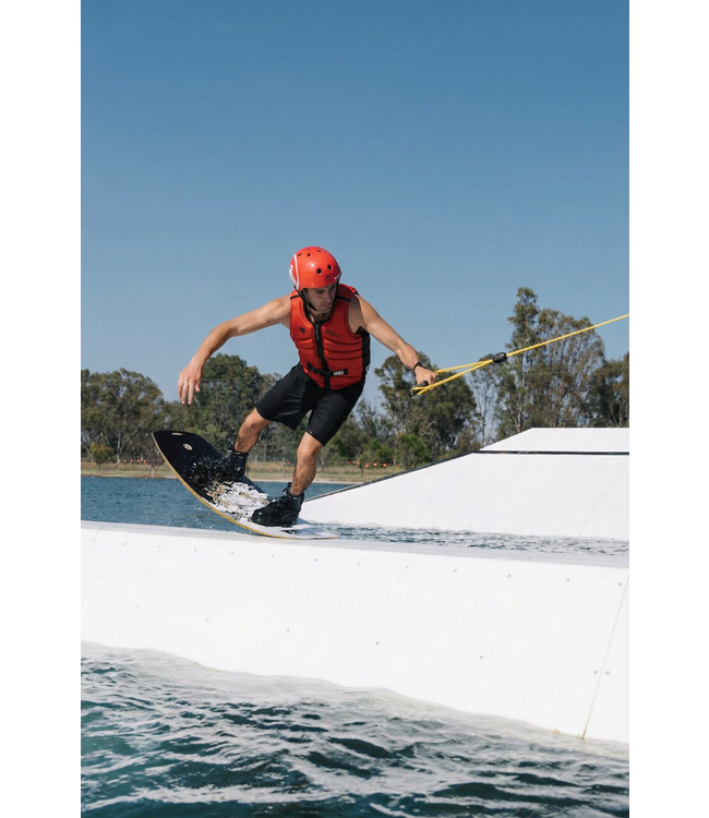 Jetpilot Busty X1 Dark Red Mens Life Vest Sunn signature series boat side lifestyle portrait