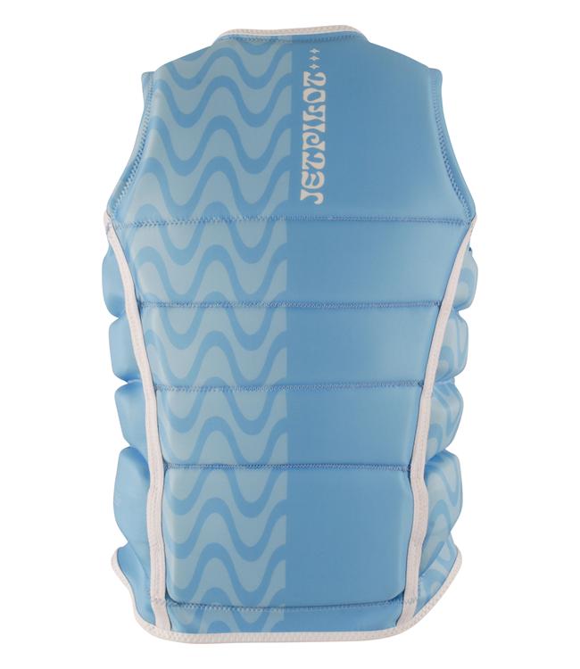 Jetpilot Luna X1 Blue Womens Life Vest back view with sculpted neoprene panels for female riders