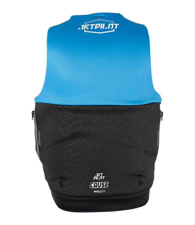 Jetpilot Cause Blue Mens Life Vest alternate angle showing segmented neoprene torso panels