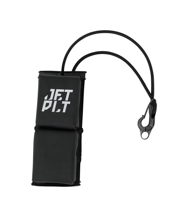 Jetpilot Black PWC Fender front view showing rubber bumper body with rope attachment loop for docking jet skis