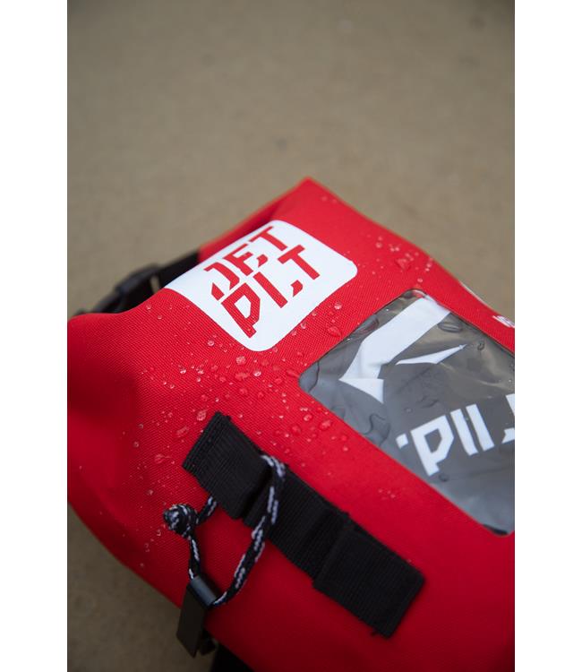 Jetpilot Venture 10L Charcoal Drysafe Bag rear angle showing carry handle and brand stamp