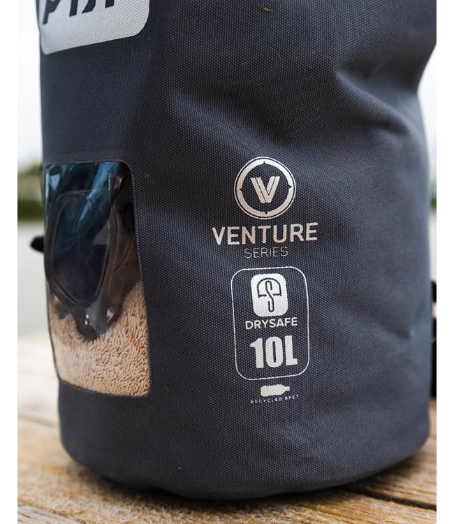 Jetpilot Venture 10L Charcoal Drysafe Bag detail close-up of roll-top fold and buckle