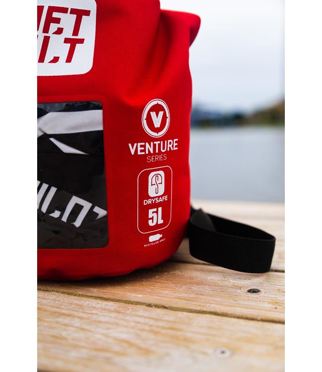 Jetpilot Venture 5L Red Drysafe Bag side view showing tarpaulin construction