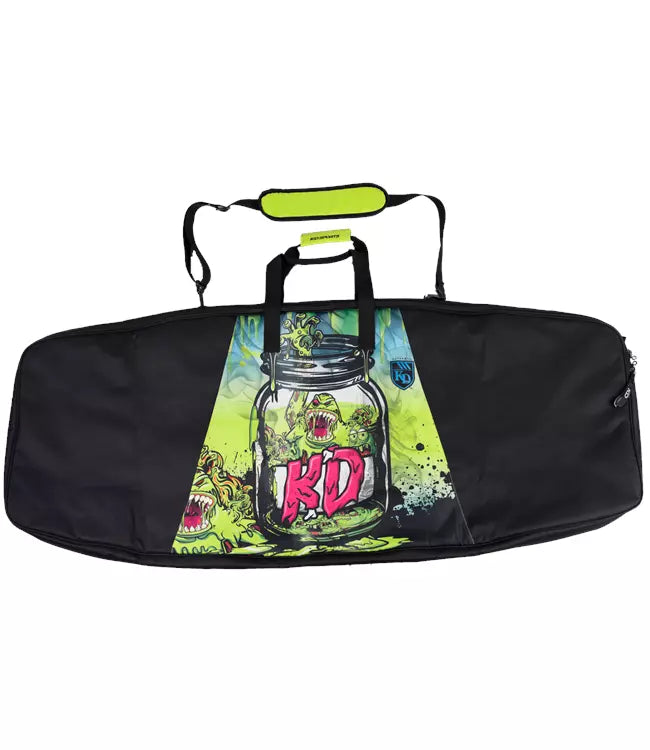 KD Deluxe Mayhem Kneeboard Cover - top view of fully padded mens kneeboard cover with side zipper
