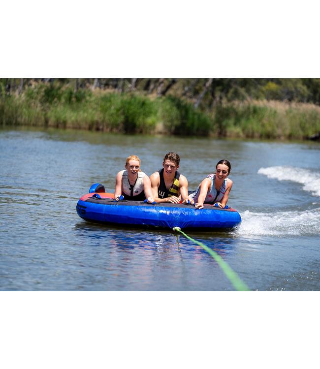 KD Gravity 3 3-person D-shape ski tube - alternate angle showing 840D double-stitched nylon cover