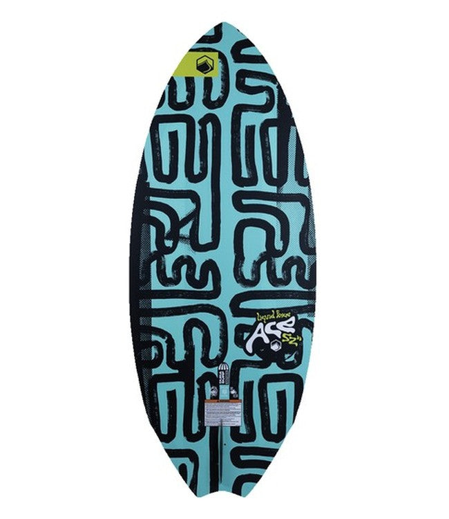 Liquid Force Ace Skim Wakesurfer - base view showing the flat hull and small fin box setup
