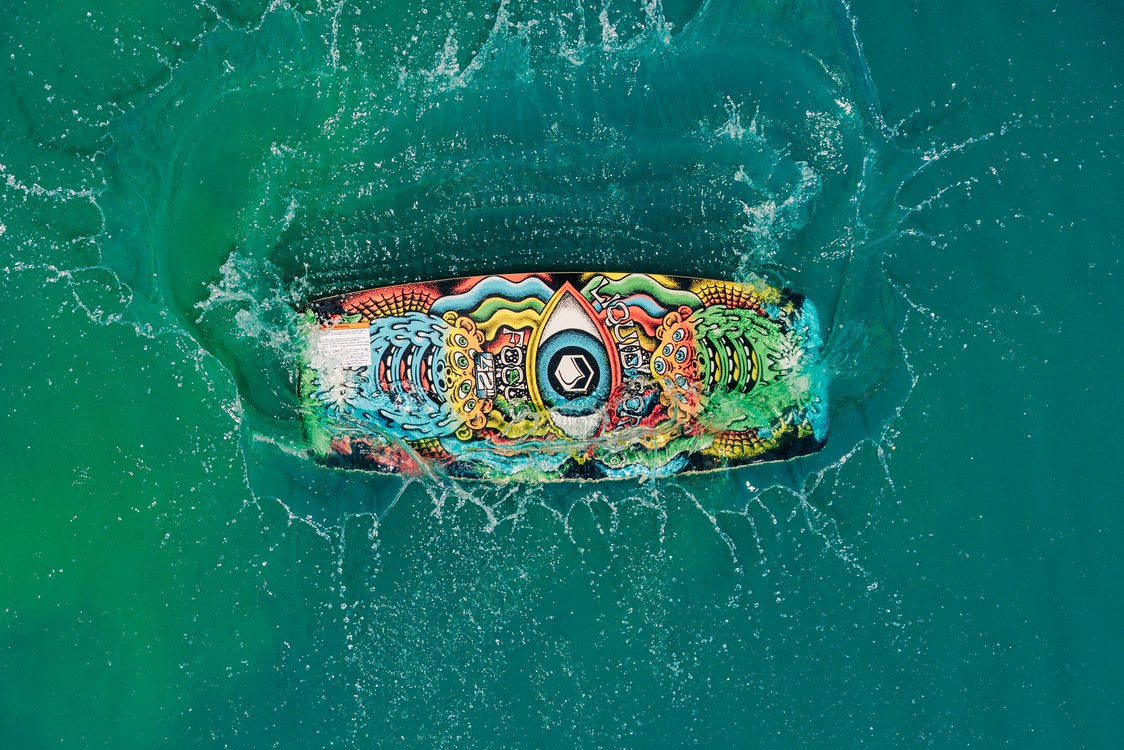 Liquid Force Focus Wakeskate ridden at the cable park during a session on the water