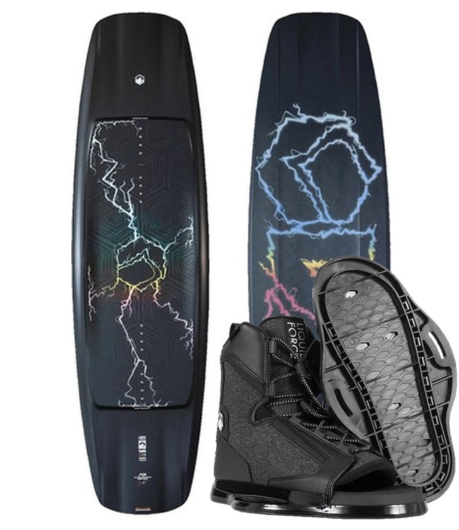 Liquid Force Tao Wakeboard Package with Index boots shown as a complete setup