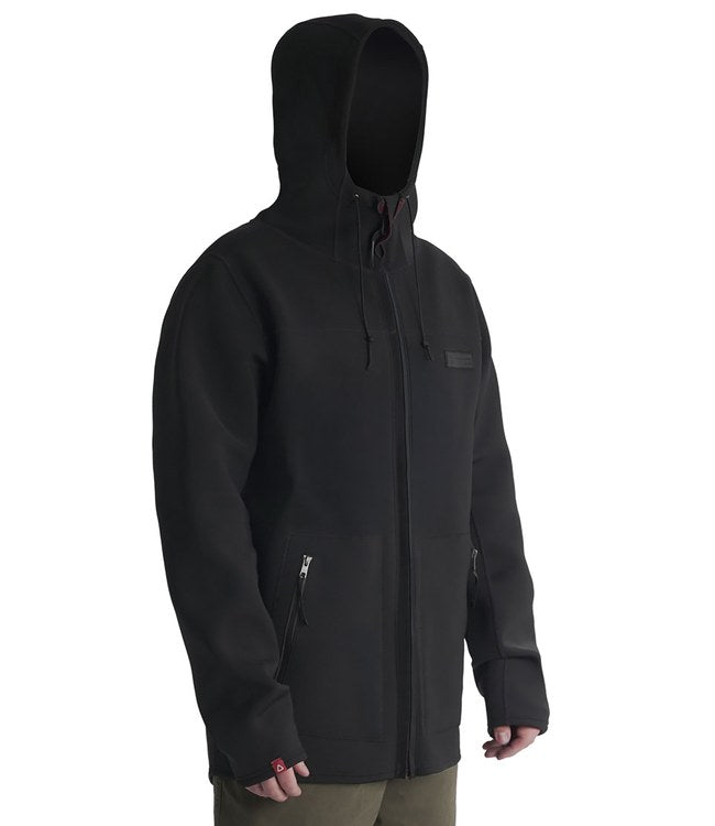 Follow P1 Control Neo Jacket Black - front studio view of the neoprene-free stretch jacket with front zip