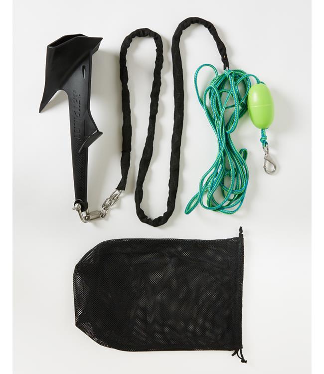 Jetpilot Black Plough Anchor product-only catalogue shot showing folding fluke head and shaft