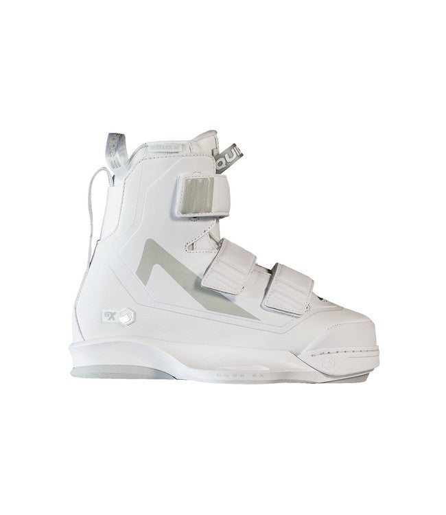 Liquid Force Hook 6X Wakeboard Boots - studio view of the lace hardware and tongue