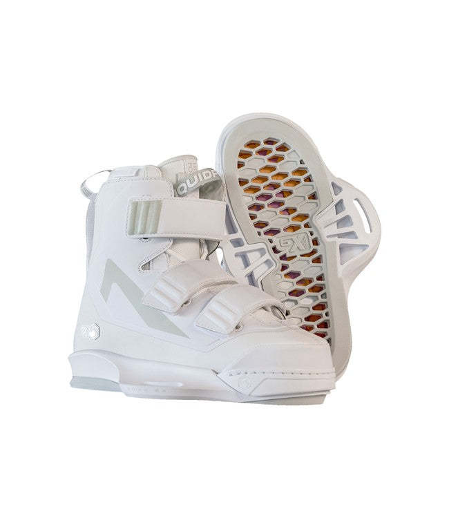 Liquid Force Hook 6X Wakeboard Boots - studio view of the boot alongside its baseplate