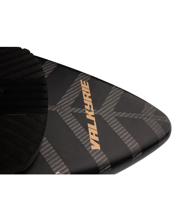 Ronix Valkyrie Foil Board - close-up of the Valkyrie name on the carbon deck