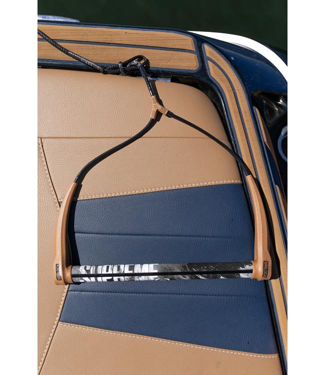 Ronix Supreme Wakeboard Handle - lifestyle product photo of full handle with rope section attached
