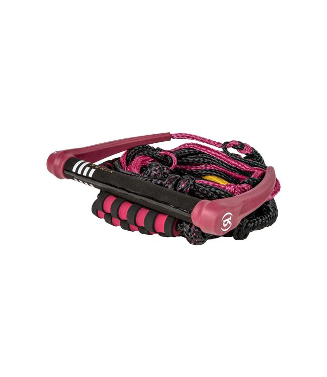 Ronix Womens Silicone Surf Rope and Handle - 3/4 angle view of 11in handle with silicone moulded endcap
