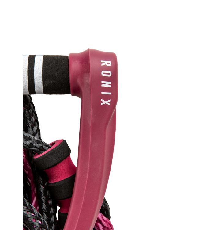 Ronix Womens Silicone Surf Rope and Handle - inset showing foam float spacing along the 4-section mainline