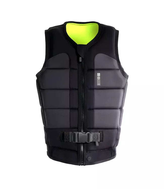 Follow Global Black Mens Life Vest - front view of Level 50S certified panels and TrueFit liner