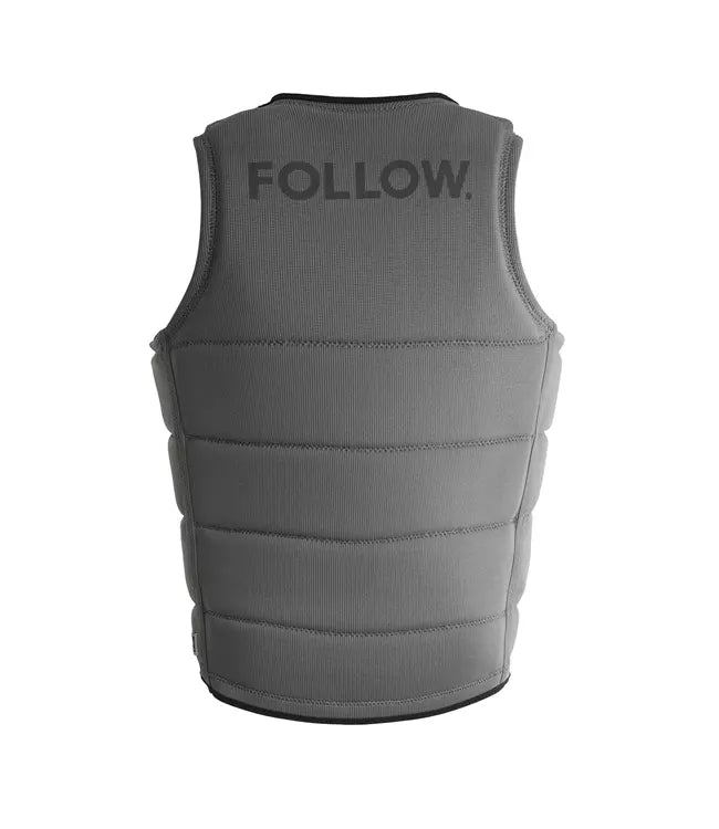 Follow Section Stone Mens Life Vest - back view showing the segmented foam panels and side straps
