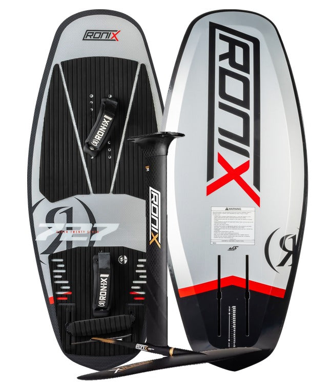Ronix Carbon Speed Foil Complete - 727 board deck and base shown with the black carbon Speed foil