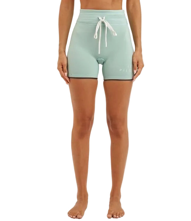 Jetpilot Corp Sage Ladies High Waisted Neo Shorts 5 inch front view 360 Stretch neoprene